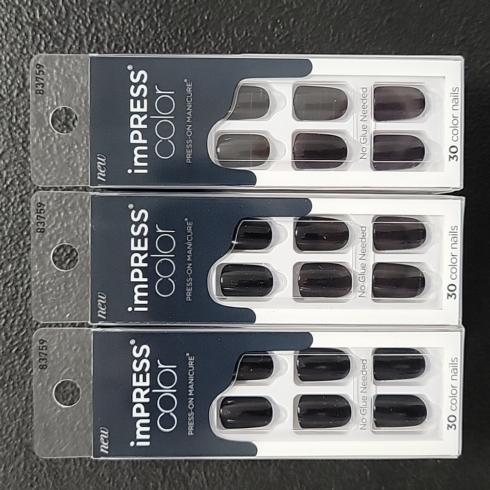 1COPY - 020 Kiss Impress Press-On-Manicure Nails- All Black